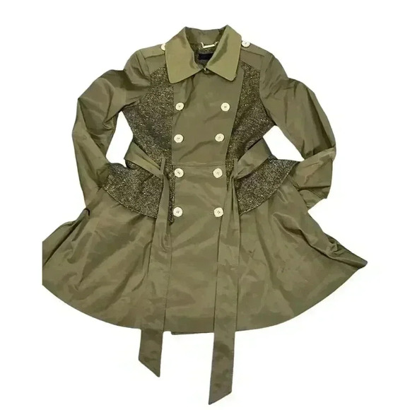 Steve Madden Tweed Panel Peplum Trench Coat Size Medium NWOT - Picture 13 of 16